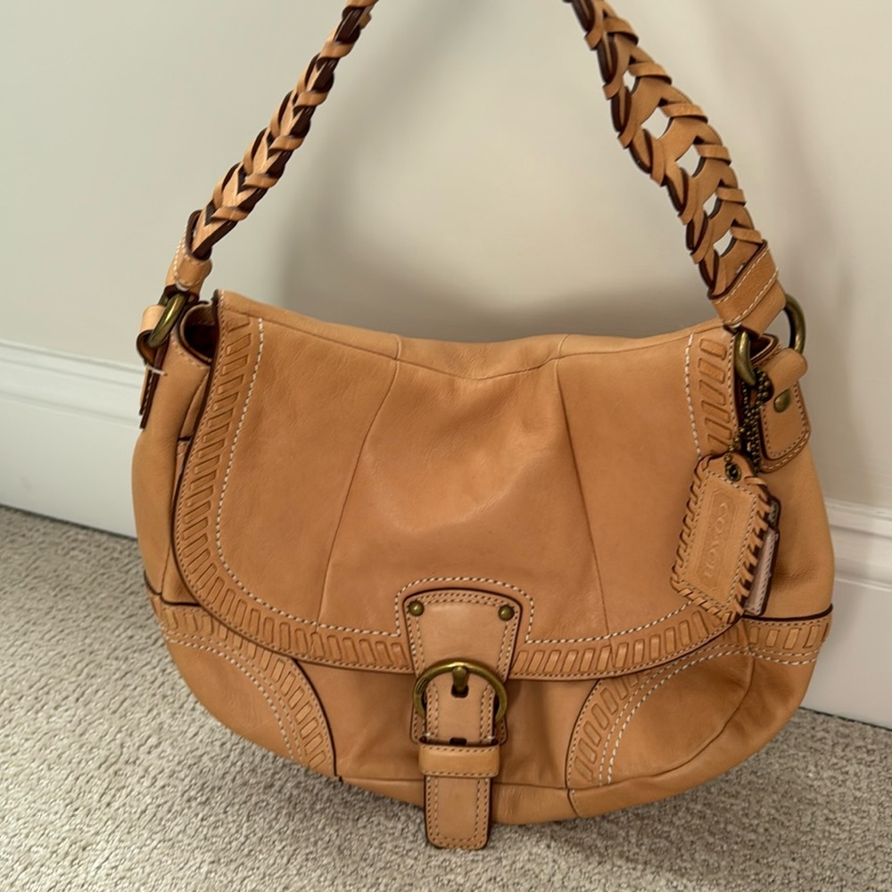 tan coach shoulder bag, good condition